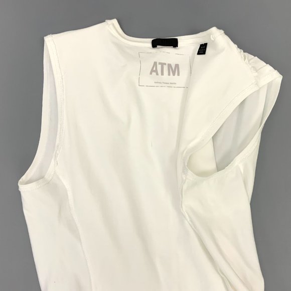 ATM Anthony Thomas Melillo White Cotton Gathered Tee Top Sz M - Picture 14 of 16